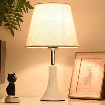 

INS Simple Fabric Table Lamp Modern LED Bedside Lamp Bedroom Living Room Lights E27 EU plug Dormitory Dimmable Desk Light