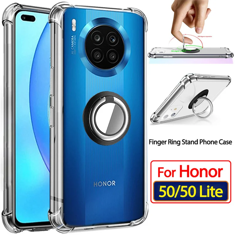 clear case for honor 50 lite finger ring cover honor50 soft silicone phone cases huawei 50lite | Мобильные телефоны и