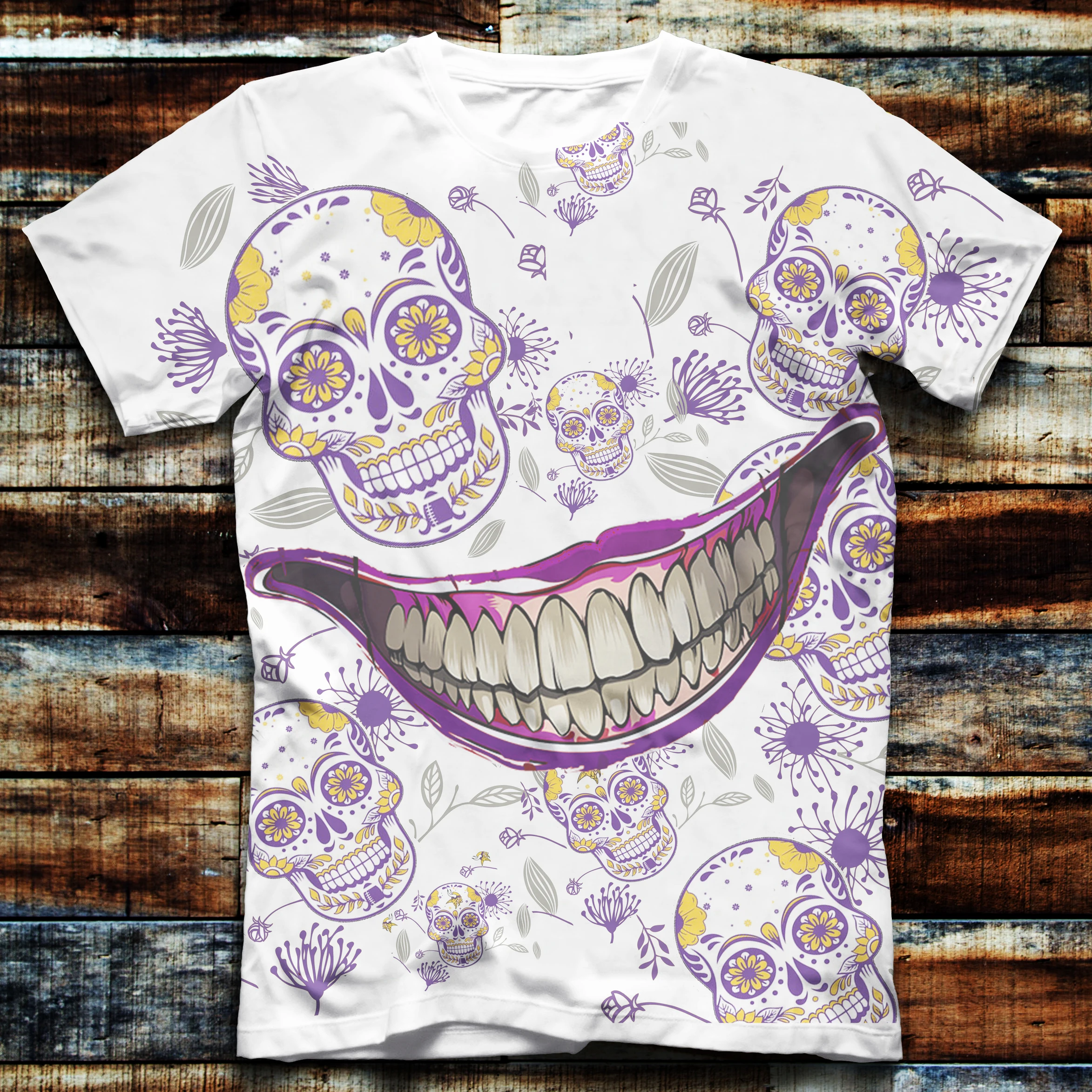 

2019 Summer Tees Skulls And Haha Joker 3D Printed Men / Women Unique Couples Clothes Short Sleeve White T shirt Drop Shipping