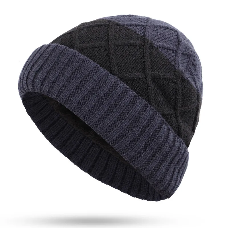 

Winter Hat, Men's Wool Hat, Lattice Headgear, Autumn and Winter Ear Protective Knitted Headgear, Korean Cotton Headgear
