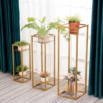 

Nordic tieyi green lotus flower frame living room decoration balcony flower shelf modern simple flower pot frame Indoor flants