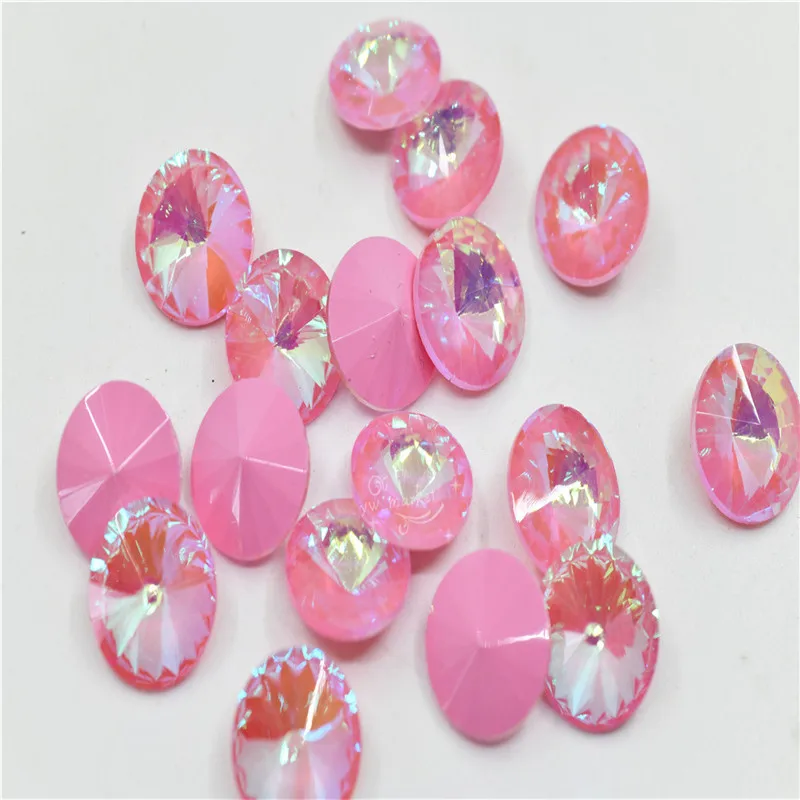 

pink laser rivoli Rhinestones Round Crystal beads 14mm Jewelry Accessories Clothing bags decoration
