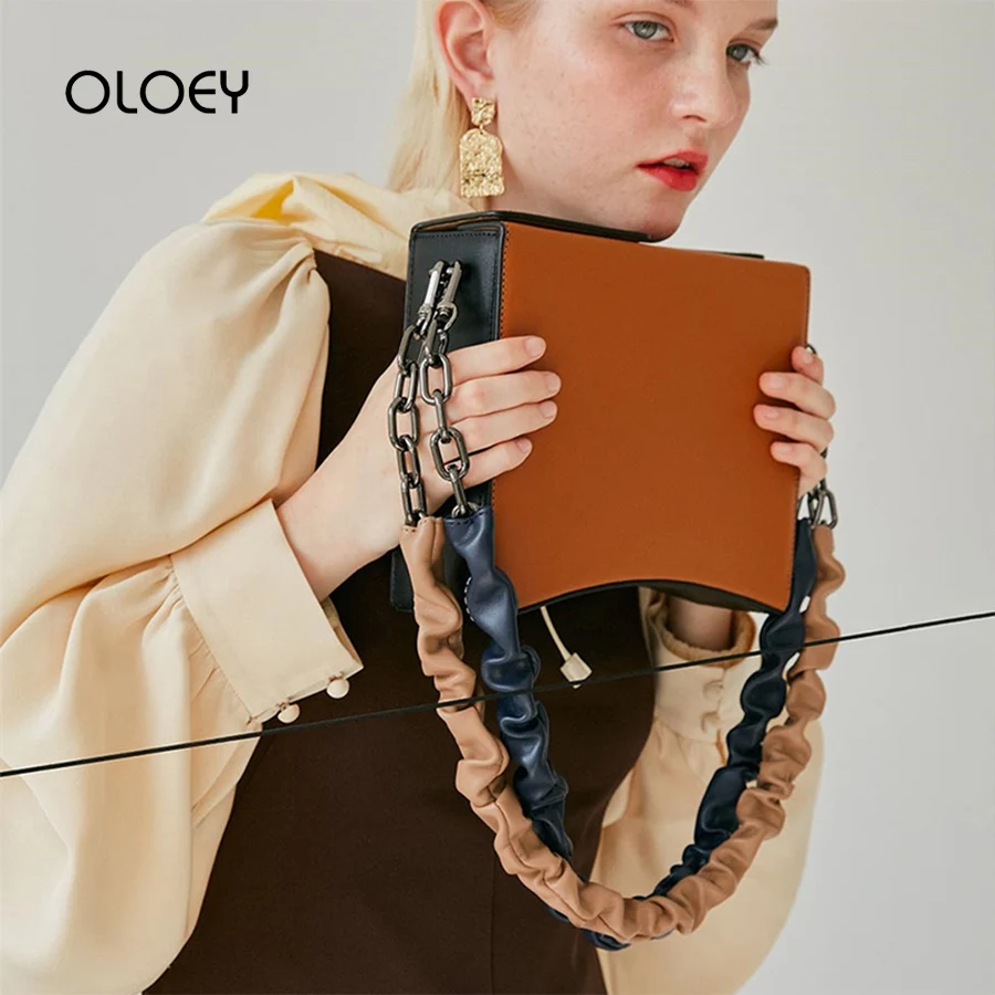 Модная винтажная цепь женская сумка с рюшами новая дизайнерская сумка через плечо с панелями из искусственной кожи необычные сумки-мессенджеры Bolso женская сумочка