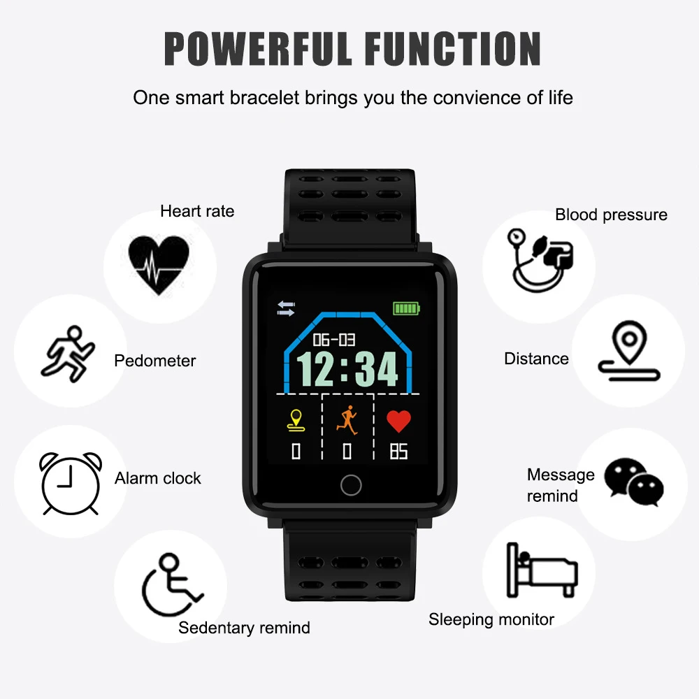 

Waterproof Health Watch Smart Watch Heart Rate GPS Track Movement IP68 Health Monitor Wristband For IOS & Android Watches