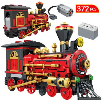

372pcs Ideas City Electric Classical Red Train Building Blocks Technic Classic Power Train Bricks Toys for Children