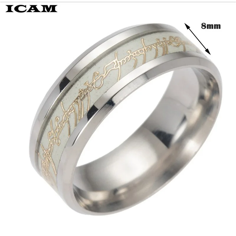 ICAM/новые кольца из нержавеющей стали с одним кольцом, флуоресцентные светящиеся кольца с логотипом для женщин, модные ювелирные изделия