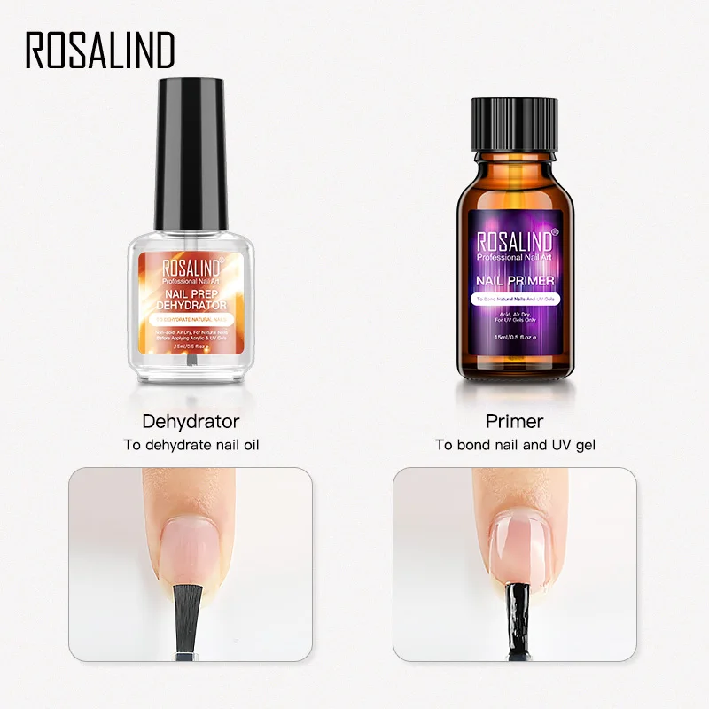 

ROSALIND 15ML Nail Dehydrator Gel Polish Nail Primer No Need Curing Air Dry For Nails Art Base Top Coat Long Lasting Gel Lacquer