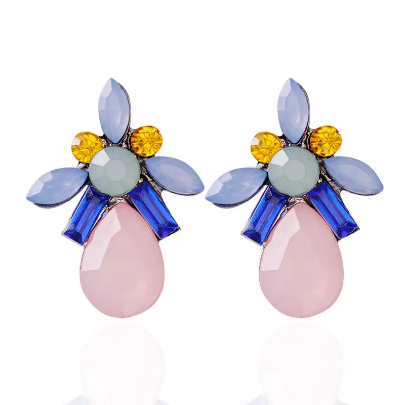 ES2150 Pink Длинные черные серьги-капли с кристаллами, винтажные геометрические золотые свисающие Стразы, свисающие серьги для женщин, вечерние ювелирные изделия Brincos - Окраска металла: ES2150 Pink