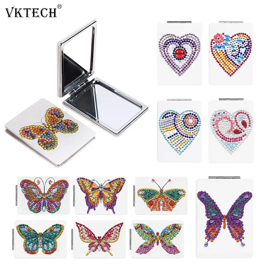 

Butterfly/Heart DIY Special Shaped Diamond Painting Mirror Women Girl Ultra-thin Mini Makeup Mirror Embroidery Cross Stitch Kit