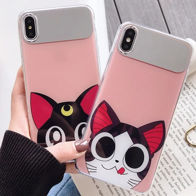 

Mirrorcase for IPhone 6/6s/6p/6splus/7/8/7p/8p/X/Xs/XsMax/XR IMD Cat Girl Makeup Phonecase