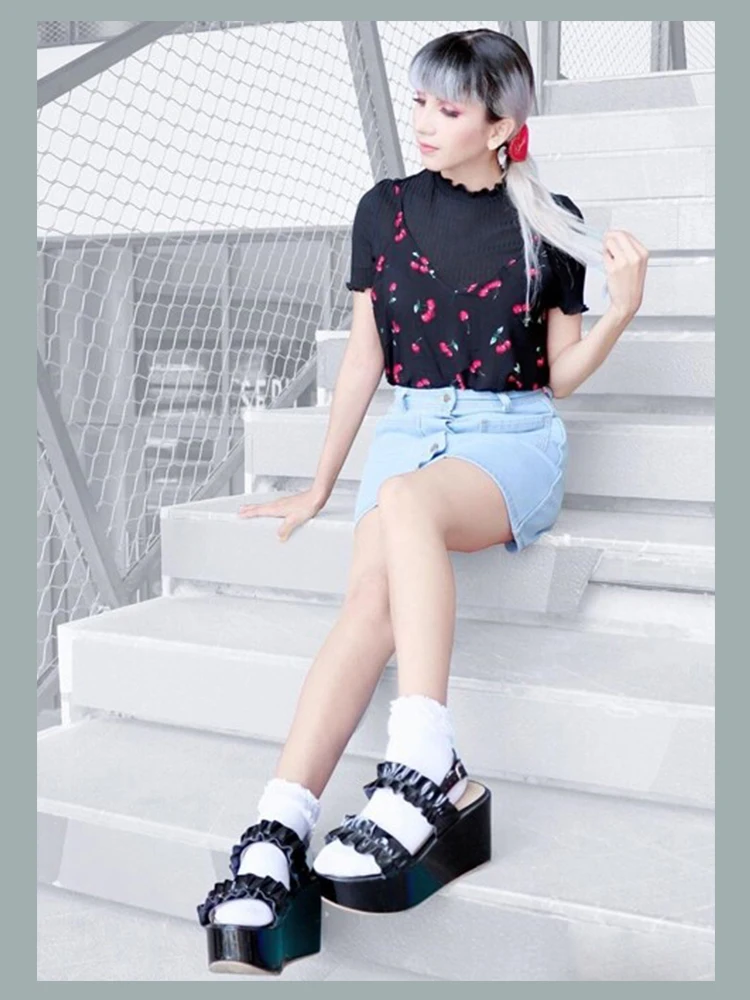 Dotfashion синяя однотонная джинсовая юбка с двумя карманами и пуговицами спереди, Женская Повседневная летняя трапециевидная мини-юбка в Корейском стиле