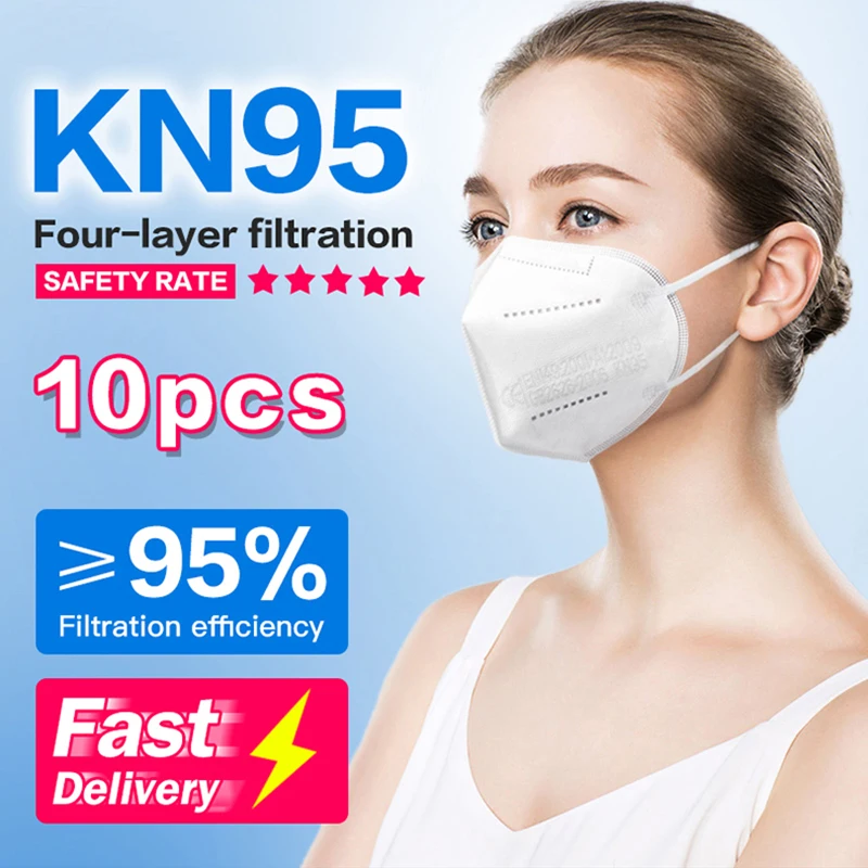 

10 pcs KN95 Dustproof Anti-fog And Breathable Face Masks N95 FFP2 95% Filtration Mouth Cover Dust Masks