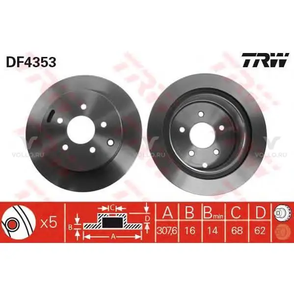 TRW DF4353 Диск тормозной задн NISSAN: MURANO 05
