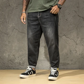 

Large size big men's jeans 44 46 pants business office pants high waist stretch straight 8XL jeans stretch Drawstring trousers