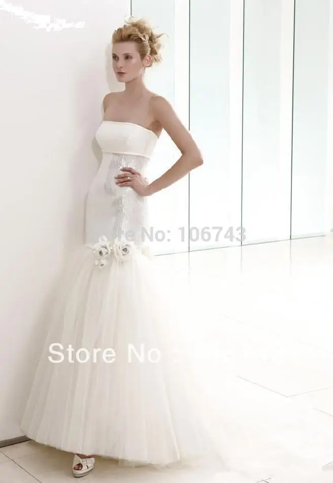 

dress free shipping 2017 new design white Tulle Strapless Sequined Bodice Mermaid corset simple wedding dress gowns with crystal