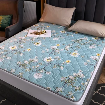 

Sanding print Thicken Mattresses Keep warm Foldable Tatami 100% cotton Mattress Cover For Family Bedspreads King Size