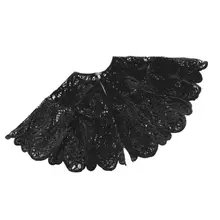 Vintage mujeres Crochet negro Collar de imitación de encaje hueco desmontable mantón Grande Cape