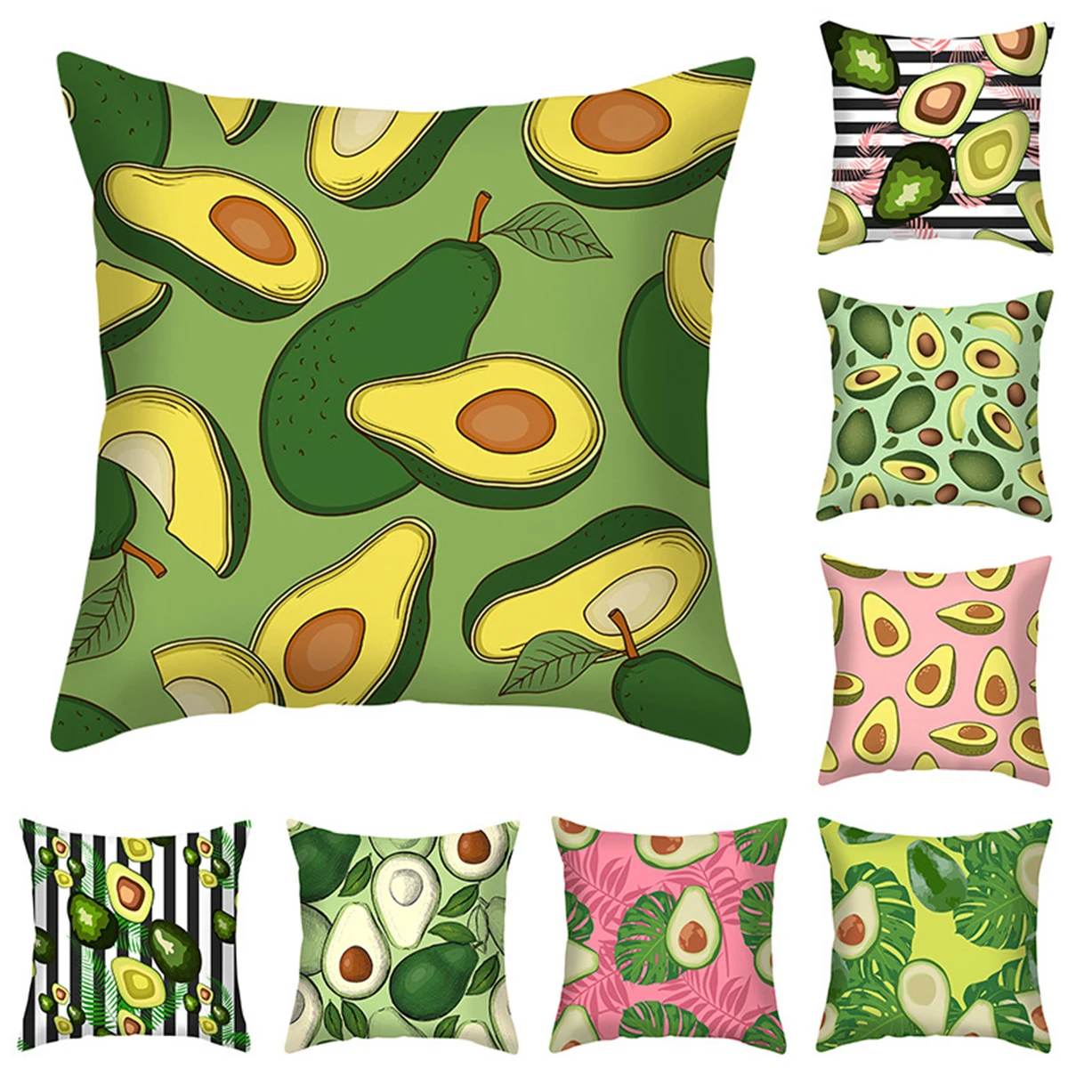 

Throw Pillow Covers, Cute Avocado Square Pillowcase Cushion Cover for Home Couch Decoration