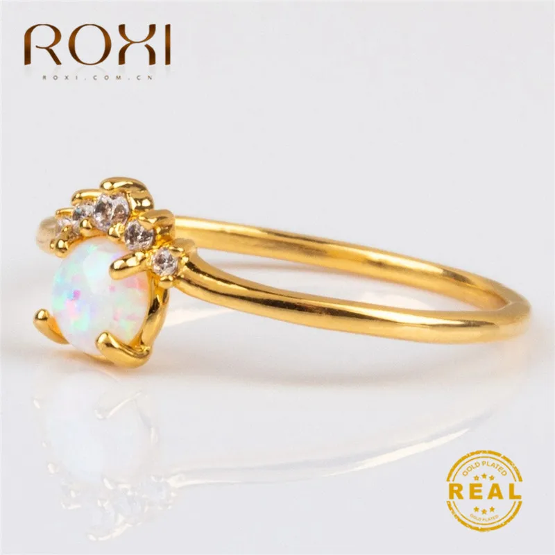 ROXI изящный круглый огненный опал кольца для Для женщин модная Корона кольцо Симпатичные цвета «Медвежья Лапа» в виде кошачьей лапки, фианиты, кристаллы, ювелирные изделия на безымянный палец женский подарок