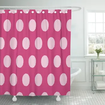 

Dot Pink Polka Dotted on Linen Pattern Abstract Shower Curtain Waterproof Polyester 72 x 72 Inches Set with Hooks