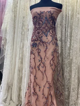 

kaki brown color handmade beaded embroidery french lace special color tree design nice for lady party wedding dress new fashion