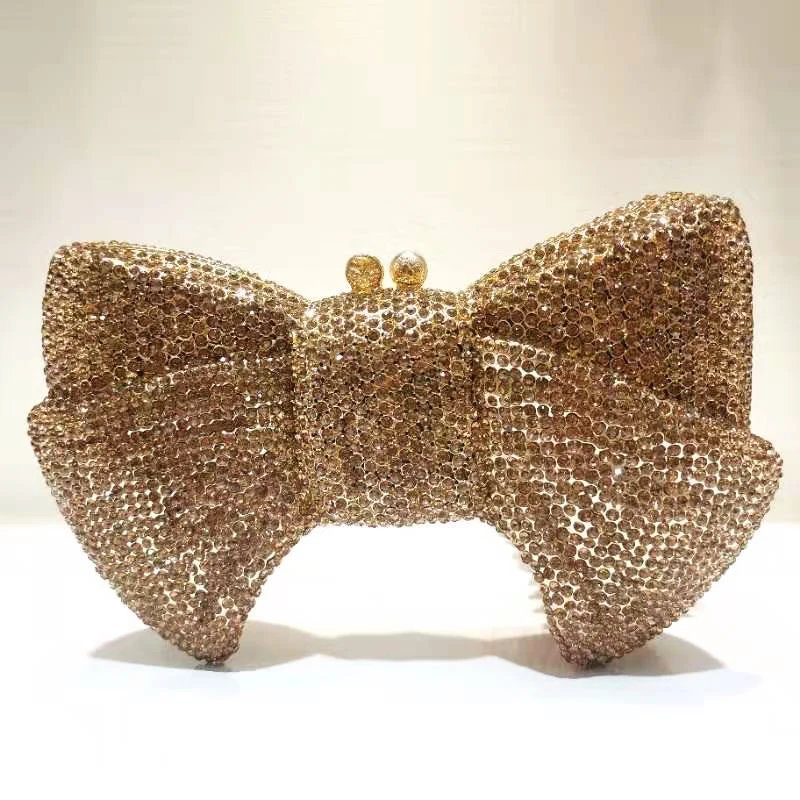 Luxury Bow-Shaped Gold Diamond Women Clutch Bags Evening Wedding Purses And Handbags High Quality Lady Party Phone Clutches