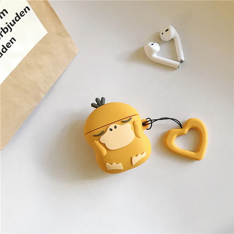 Pokemon Psyduck Косплей Apple гарнитура для airpods чехол Защитный силиконовый чехол - Цвет: 1