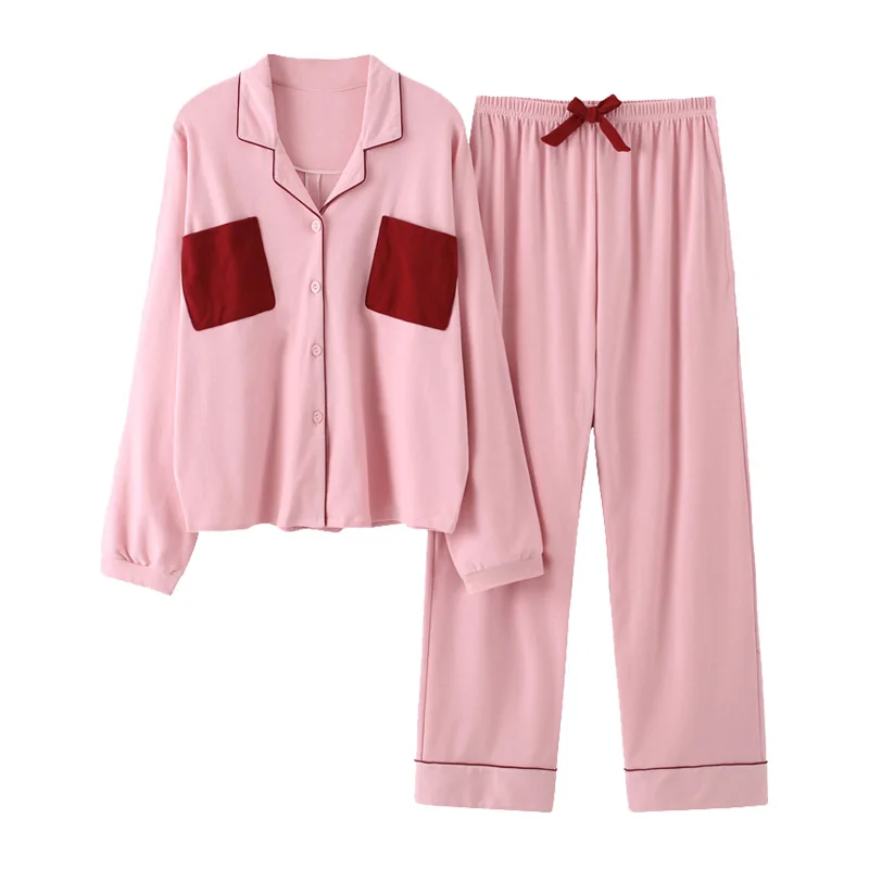 pink BZEL/Хлопковая женская пижама, розовая пижама, Женская стильная Пижама с рукавом «летучая мышь», женская Свободная Домашняя одежда размера плюс M-XXXL - Цвет: pink
