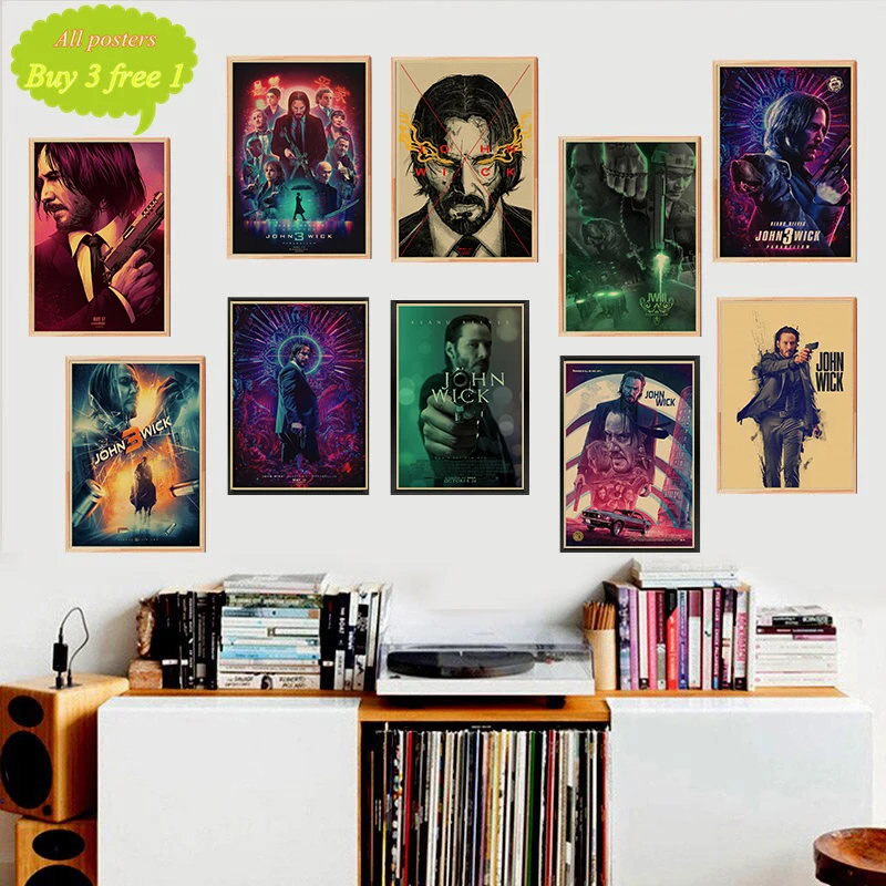 Movie John Wick Vintage Poster kraft paper Wall Stickers Retro Prints For Bar And Home Decor | Дом и сад