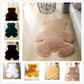 

Imitation Rabbit Fur Rug Carpet For Kids Bedroom Faux Fur Shaggy Rug Cartoon Bear Shape Mat Living Room Sofa Area Rug Home Decor