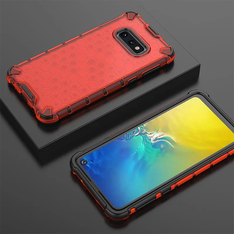 Красный Гибридный ТПУ+ ПК защитный прозрачный чехол с Сотами для samsung Galaxy M30S A20S A10S Note 10 Plus A70 A40 A10 чехол - Цвет: Красный
