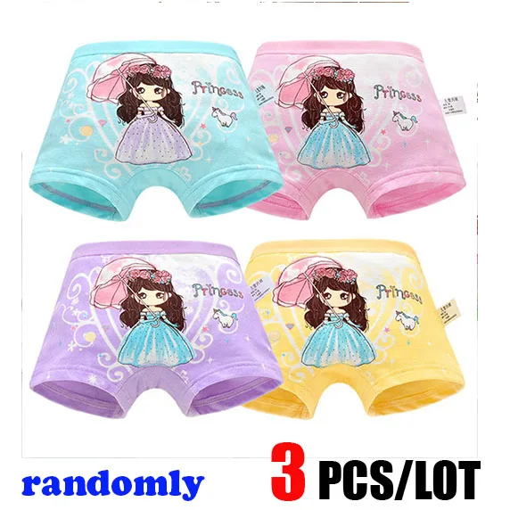 random 3 pcs 3 шт./лот; Новинка; нижнее белье для девочек; хлопковые детские трусы с рисунком; мягкие трусы-боксеры с принтом принцессы для девочек; трусы для школьников; нижнее белье; одежда - Цвет: random 3 pcs