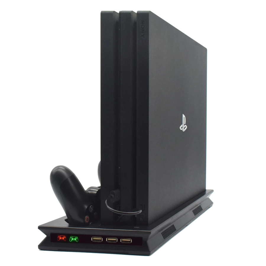 2 в 1 PS4 Pro тонкий вертикальный стенд контроллер Зарядное устройство Док-станция охлаждающий вентилятор для игровой станции 4 PRO тонкие консольные аксессуары