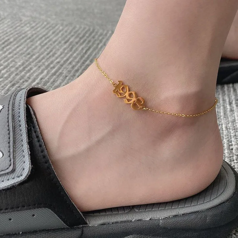 Браслет на лодыжку для женщин ножные браслеты из нержавеющей стали под золото с