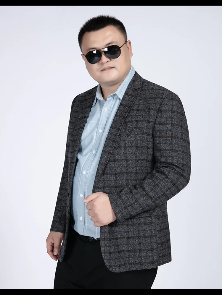 Размер 8XL 7XL 6XL Новое поступление клетчатый Мужской Блейзер Осень Зима модный бренд высокого качества свободный мужской костюм деловые мужские пиджаки