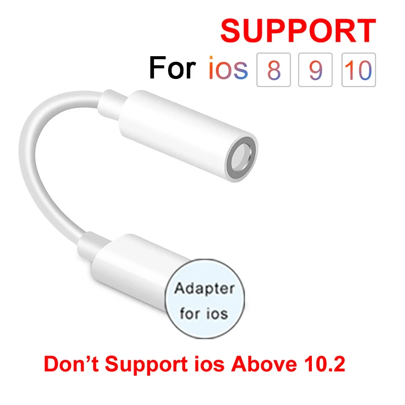 Ios 11 12 адаптер для наушников для iphone 7 8 6 6s plus Aux адаптер для Apple Женский до 3,5 мм Мужской адаптер кабель для подключения наушников - Цвет: For Below ios 10.2