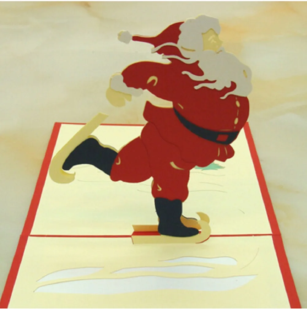 3D всплывающие поздравительные открытки Рождество Свадьба День рождения Рождество открытка Рождественский подарок пригласительная открытка - Цвет: Оранжевый