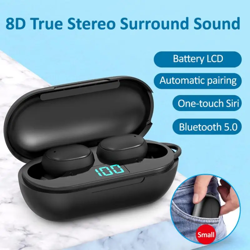 

H6 TWS Wireless Earphone Bluetooth 5.0 Stereo Headset With Mic Button Control LED Power Display 220mAh Charging Box