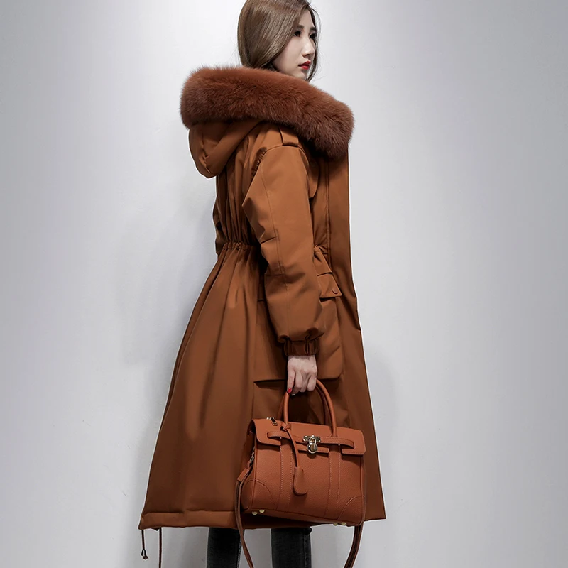 Beste Fitaylor Winter Grote Echte Vos Bontkraag 90% Witte Eendendons Jas Vrouwen Losse Lange Down Jas Hooded Uitloper Warme dikke Parka