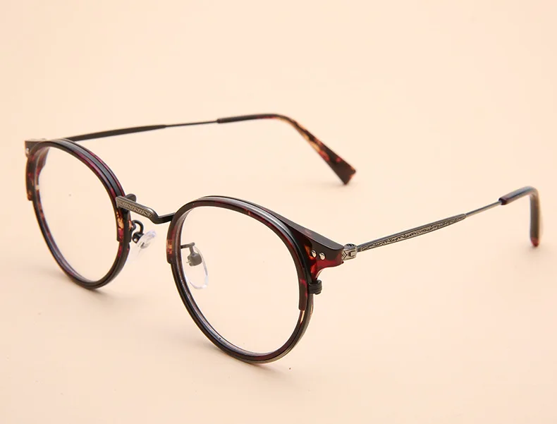 Tortoise Red TR90 круглые очки, оправа для мужчин и женщин, Ретро стиль, прозрачные линзы, оптические оправы для очков, близорукость, очки по рецепту, очки Oculos - Цвет оправы: Tortoise Red