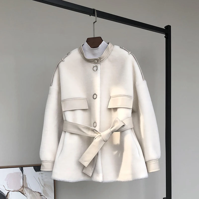 Осенне-зимнее пальто женская одежда Woo куртка овчина корейское винтажное овечья шерсть Женские топы ZT3464
