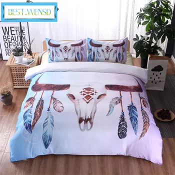 

Dropship Bohemia Dream Catcher Bedding Set White Include Home Duvet Cover Sets +pillowcases Bedding Set Luxury Egyptian Cotton