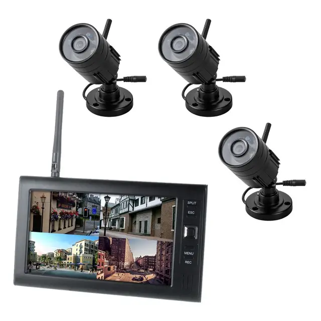 $US $88.82 7 inch TFT Digital 2.4G Wireless Cameras Audio Video Baby Monitors 4CH Quad DVR Security System With IR night light 3 Camera
