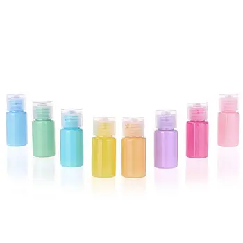 

8Pcs 10ml Macaron Color Refillable Cosmetic Empty Bottles with Clear Flip Lid GXMC