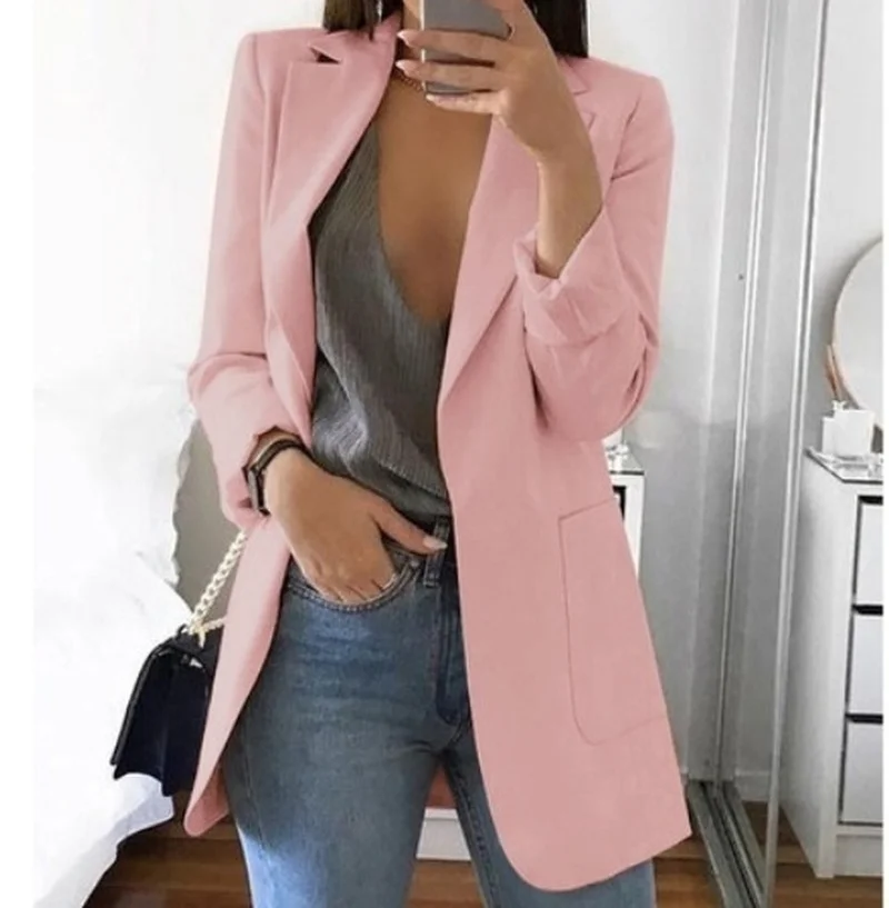 ZOGAA Women's Trench Long Sleeve Open Blazer Cardigan Solid Office Lady Casual Oversized Pockets Pockets Coat Plus Size 5XL