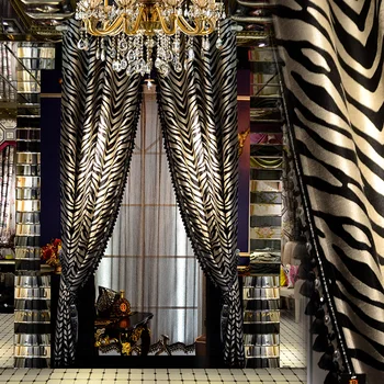 

Zebra curtain leopard curtain striped curve personalized fashion black and white gray living room bedroom study children's room