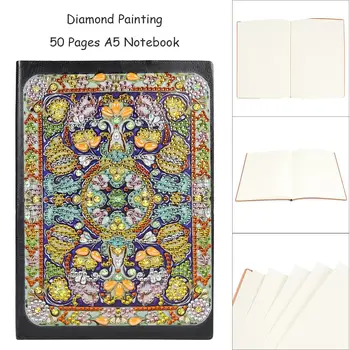 

Portable DIY Mandala Special Shaped Diamond Painting Resin Diamond Personality Sketchbook 50 Sheets A5 Notebook Journal Book