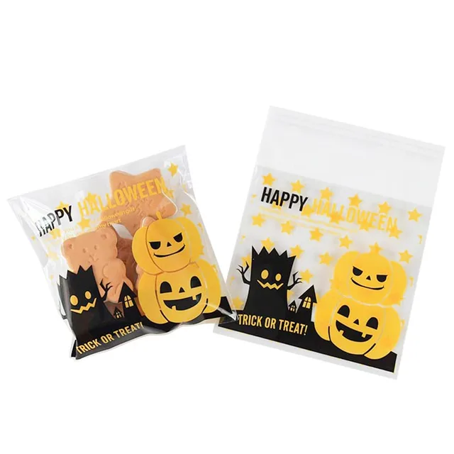 50/100pcs Happy Halloween Candy Bag Gift Cookie Bags Biscuits Snack Plastic Packaging Bags Halloween Party Decoration Supplies 2