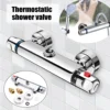 NEW Bathroom Brass Chrome Thermostatic Shower Faucet Mixer Value Dual Handle Bathtub Shower Faucet Cold /Hot Wall Mounted ► Photo 2/6