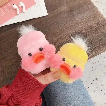

Super cute fashion plush rhubarb duck headphone cover for Apple Airpods 1 2 Bluetooth wireless headset charging box accessories